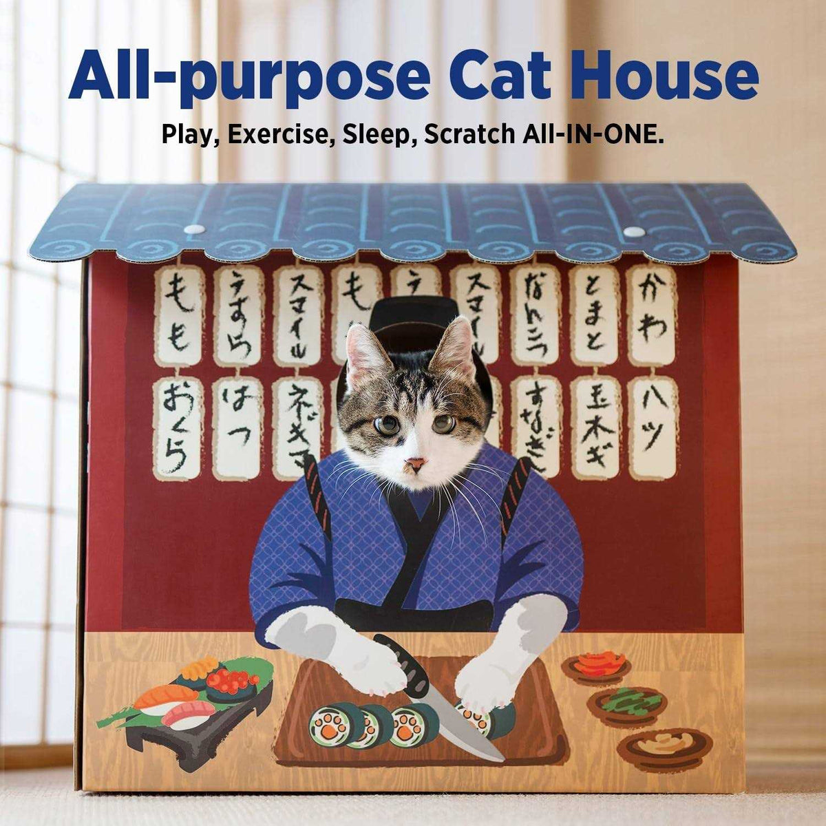 Large Sturdy Cardboard Cat House with Scratcher J3904
