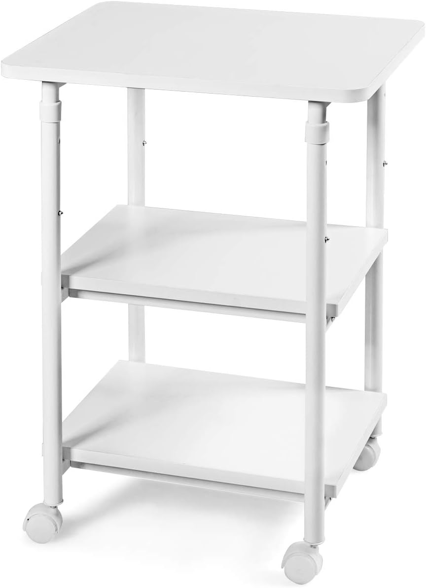3-Tier Adjustable Rolling Printer Stand with 2 Storage Shelves F682019