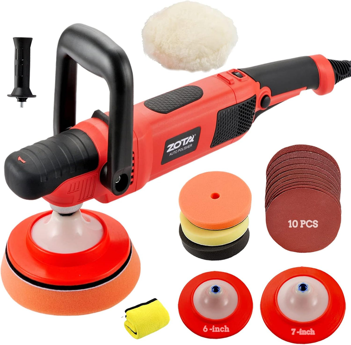 1200W 6-inch/7-inch Variable Speed Rotary Polisher V88134