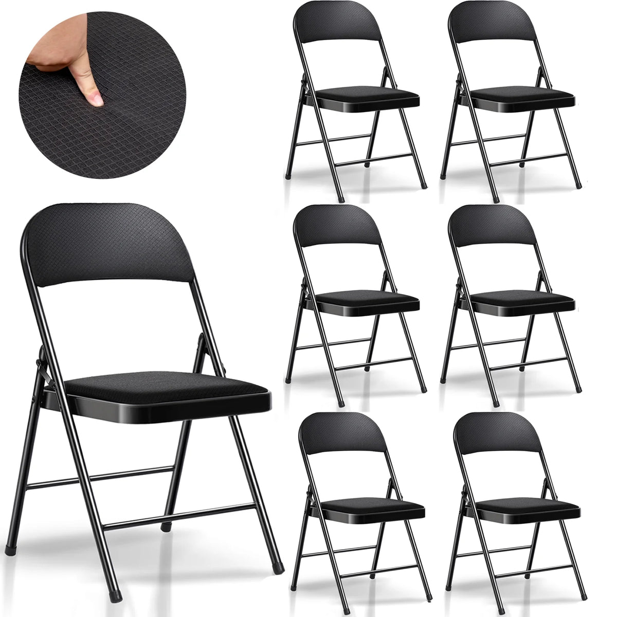 Black Fabric Padded Folding Chair 6 Pack M594