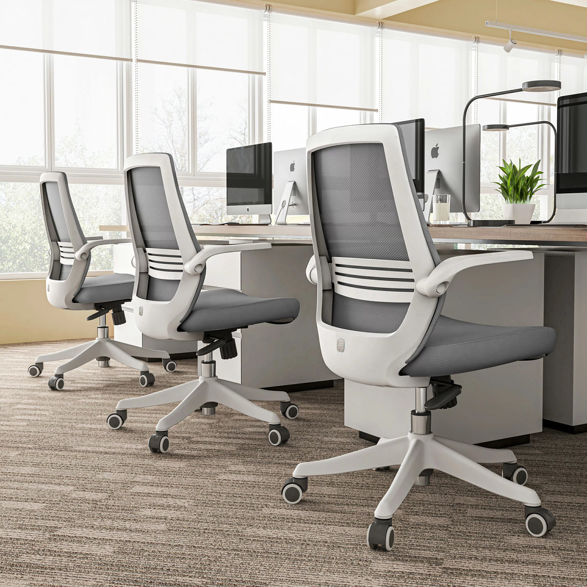Gray Ergonomic Mesh Office Chair with Lumbar Support T392