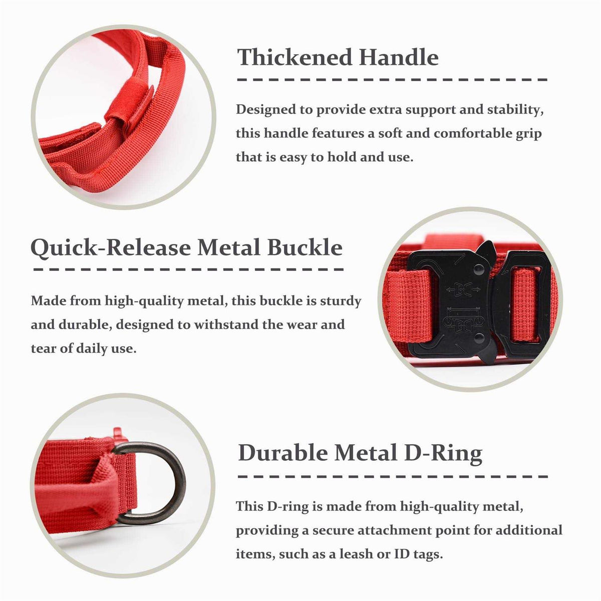 Adjustable Nylon Tactical Dog Collar with Control Handle W3688