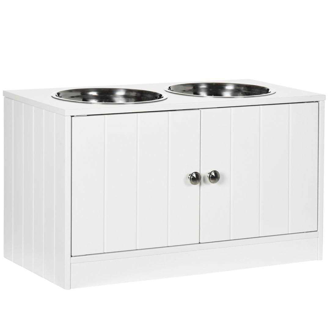 Large Elevated Dog Bowls with Storage Cabinet Y686
