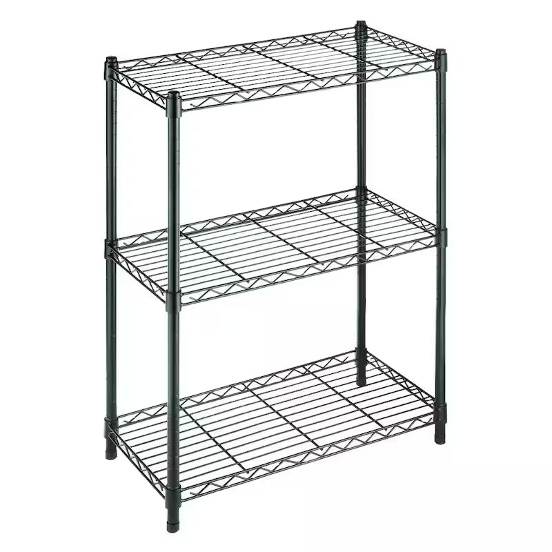 3-Tier Black Steel Wire Shelving Unit L314