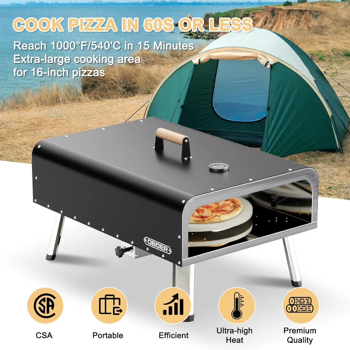 13 Multi-Fuel Rotatable Portable Pizza Oven J3113