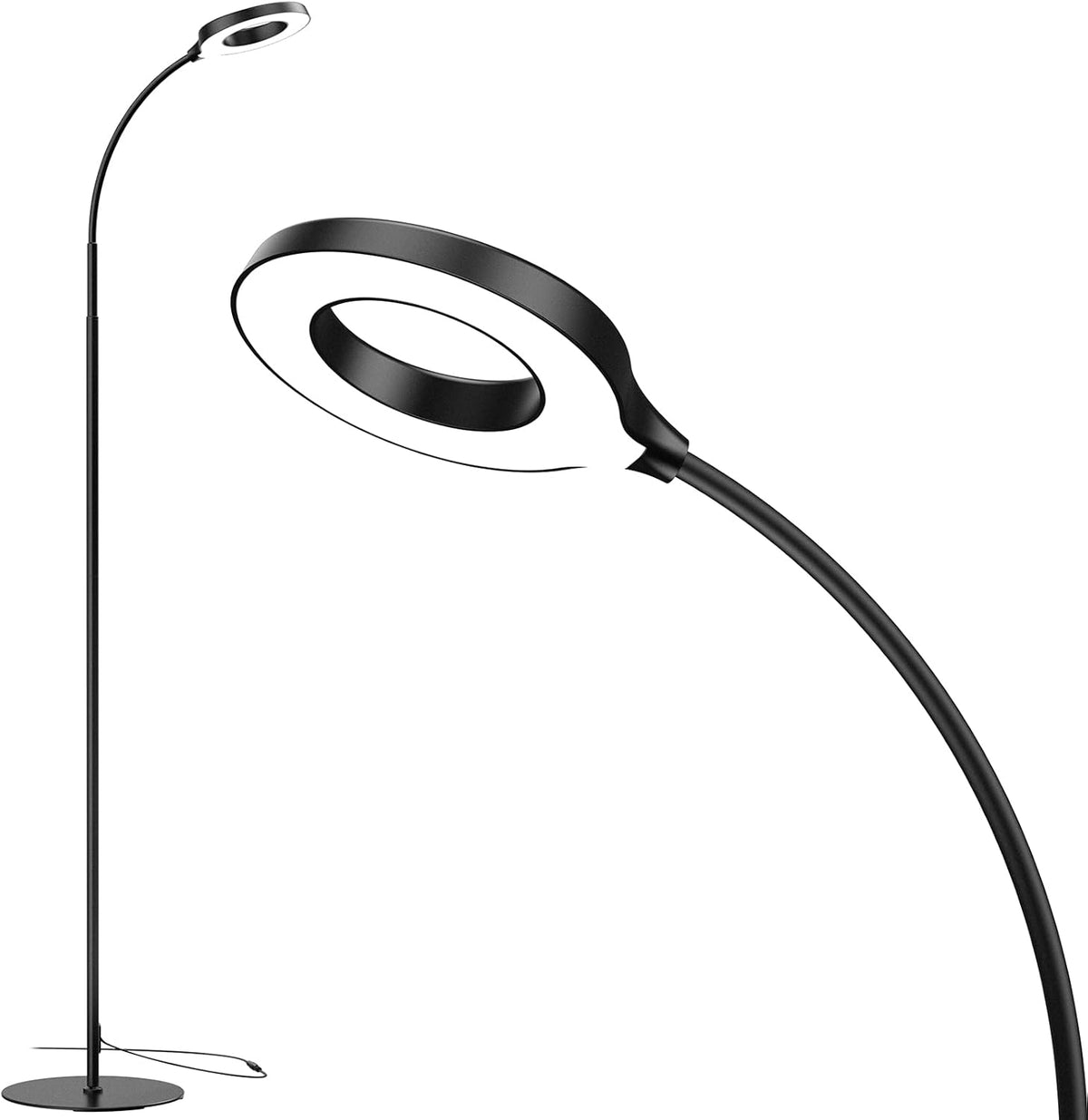 Black Dimmable LED Floor Lamp with Adjustable Gooseneck C6209