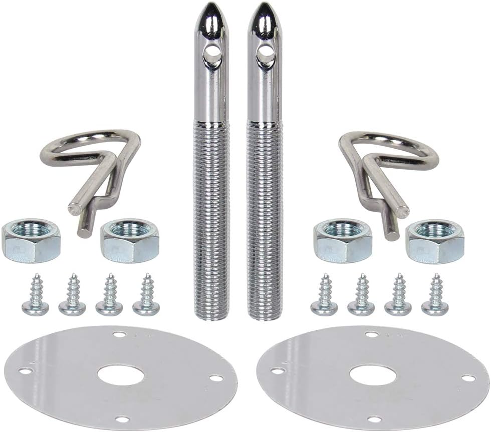 Chrome Steel Hood Pin Clip Kit 18 Pcs Pack of 2 X812766