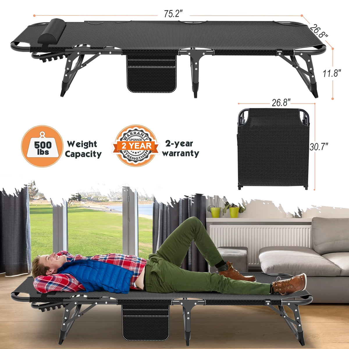 Folding Bed with Mattress and Carry Bag C5296