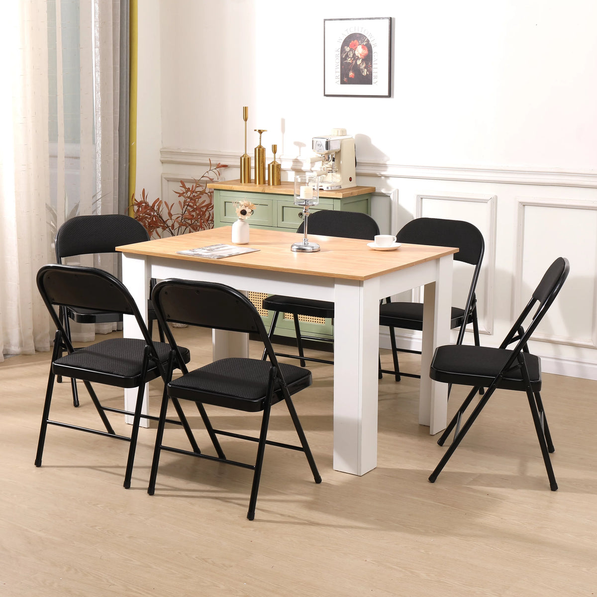 Black Fabric Padded Folding Chair 6 Pack M594