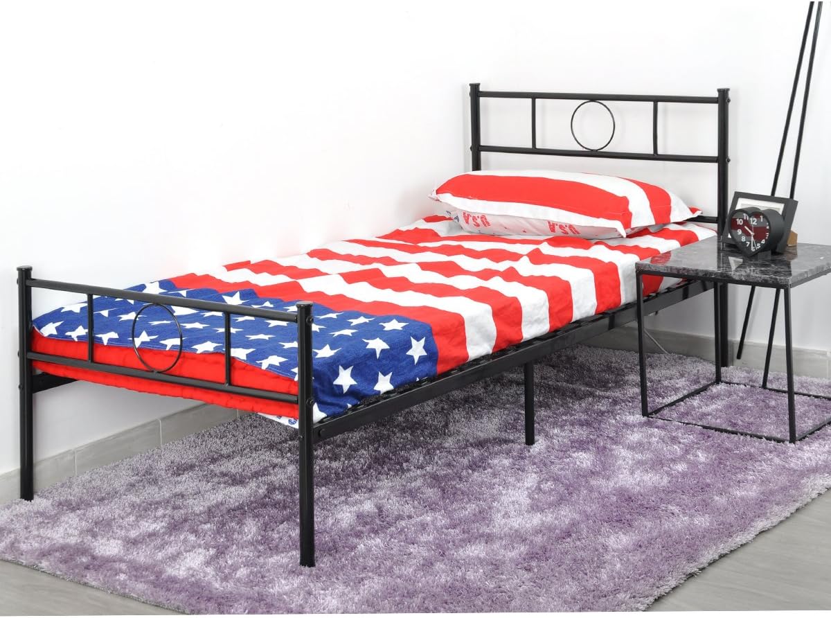 Black Metal Platform Bed Frame with Headboard and Footboard Twin Size N75692