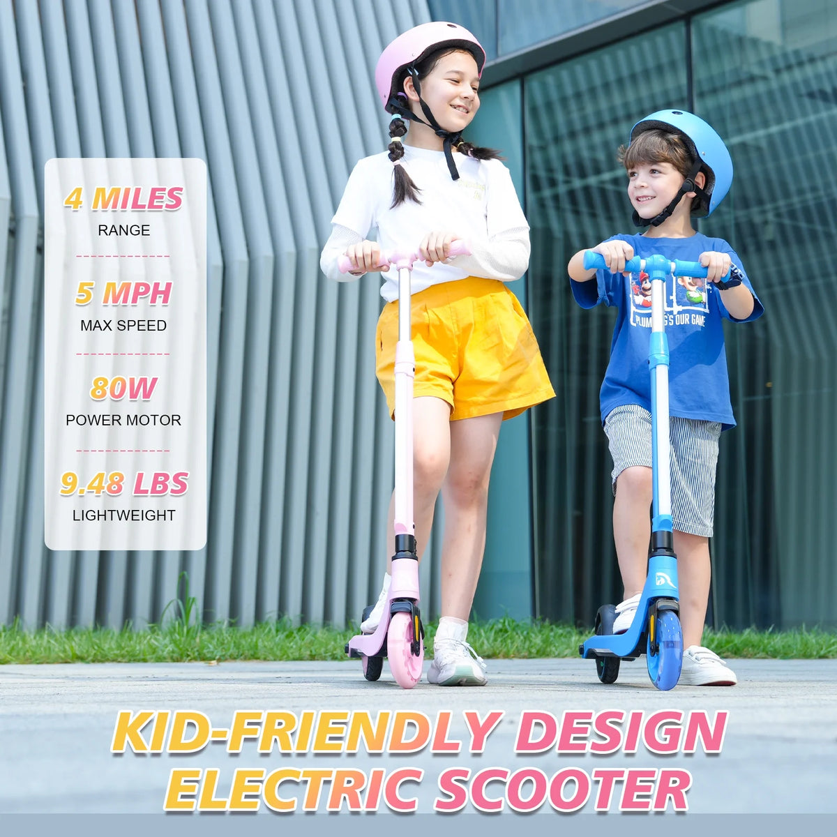 Electric Scooter for Kids, 5 mph, Adjustable Height, Lightweight, Blue D48800