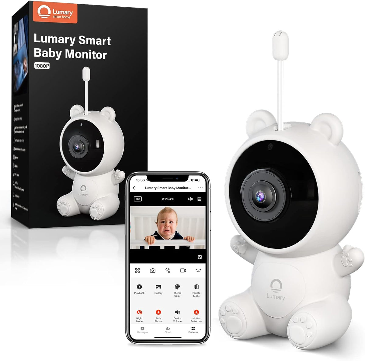 Baby Monitor with Camera and Audio, 1080P WiFi, Night Vision J792