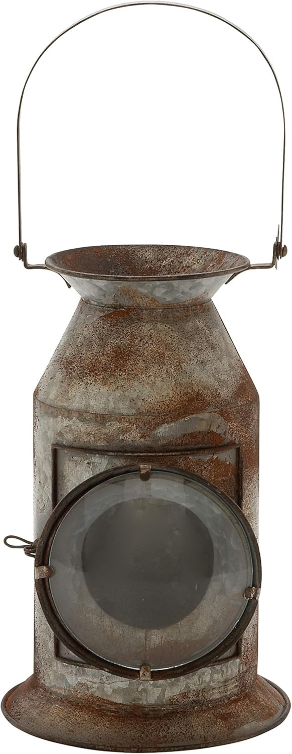Metal Glass Candle Lantern 8 W 19 H E186097