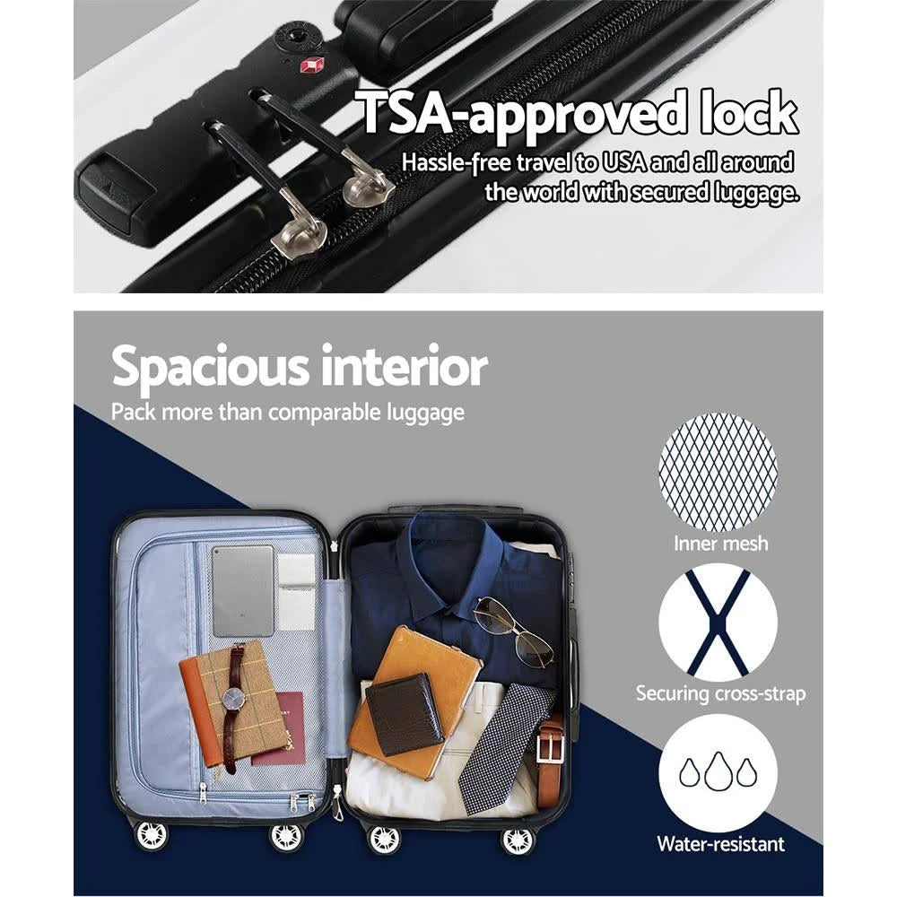 Lightweight Hard Suitcase Luggage Black & White W39566