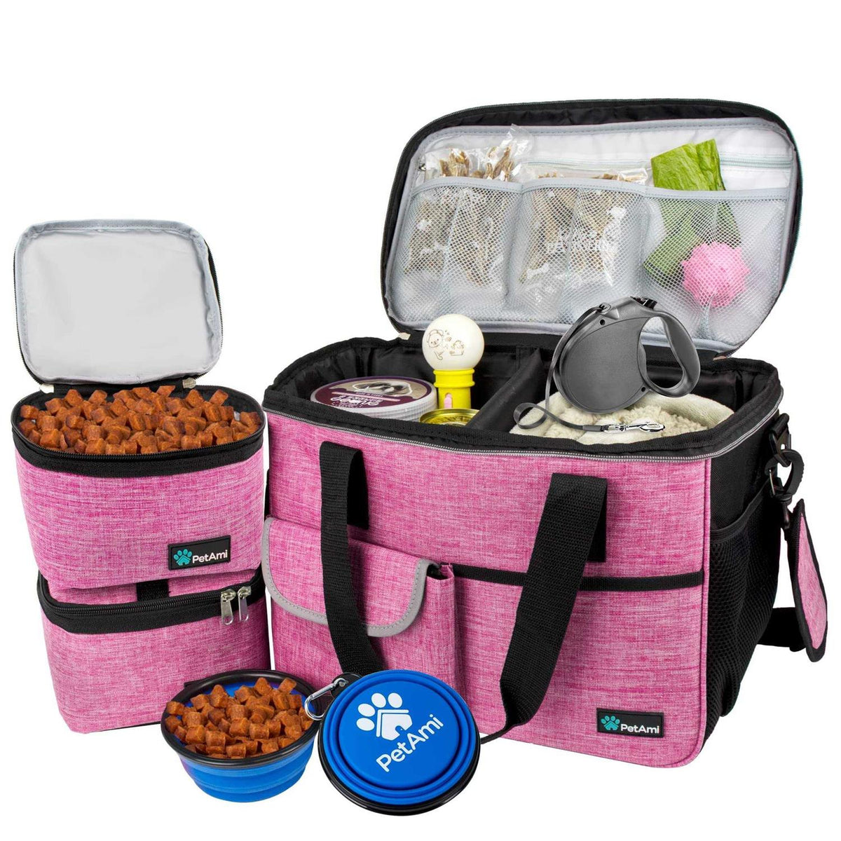 Dog Travel Bag with Food Container and Bowls J51758