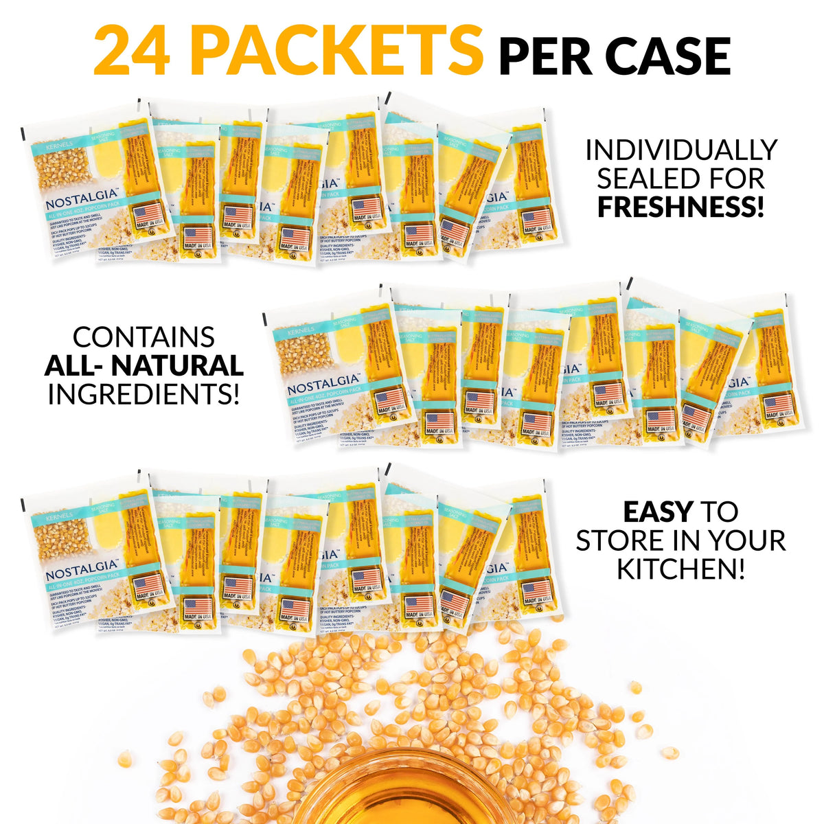 4-Ounce Popcorn Oil & Seasoning Salt All-In-One Packs 24 Count T629