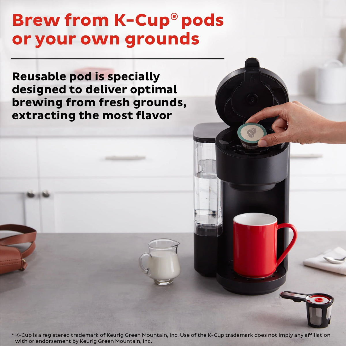2-in-1 Single Serve Coffee Maker for K-Cup Pods and Ground Coffee, Black R464