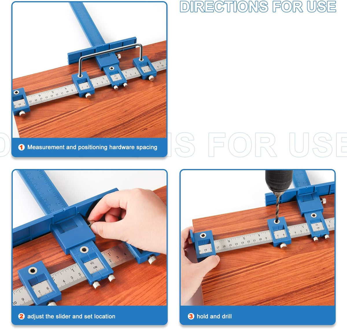 Cabinet Hardware Jig Tool Adjustable Drill Template Guide Pack of 2 T24843
