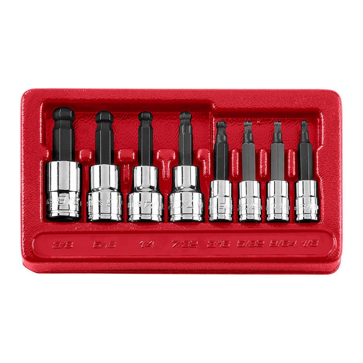 1/4 in. and 3/8 in. Drive SAE Ball Hex Socket Set, 8 Piece D8701