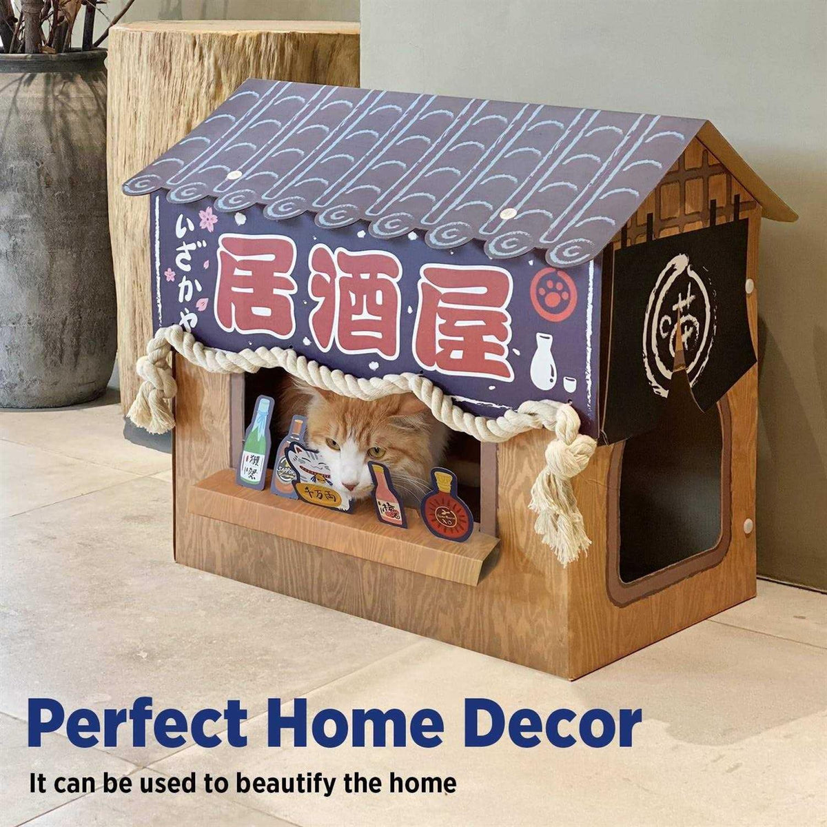 Large Sturdy Cardboard Cat House with Scratcher J3904