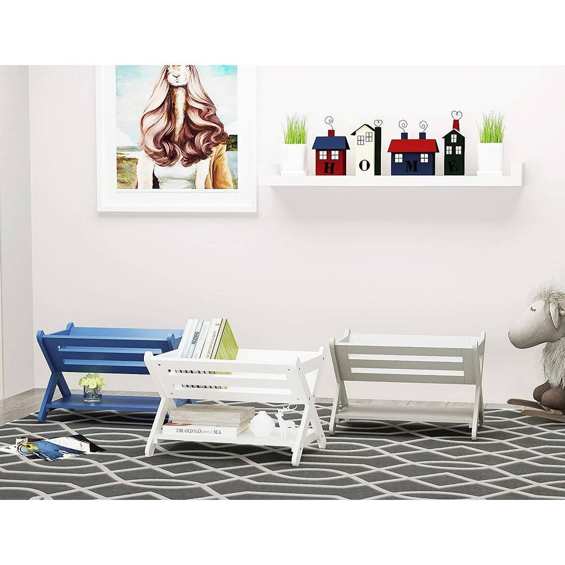 Kids Book Caddy with Shelf, White H27576