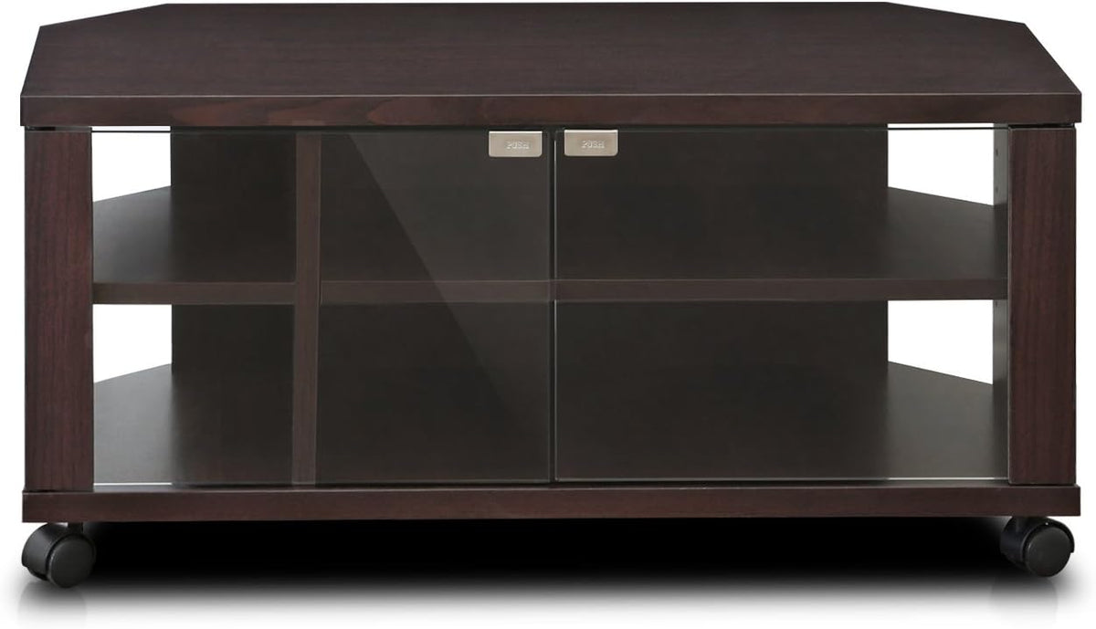 Espresso TV Stand with Double Glass Doors Z5420