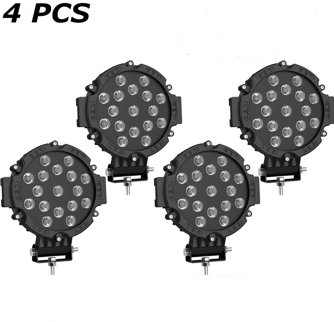 51W Round LED Off-Road Work Lights 4 Pcs Red W361