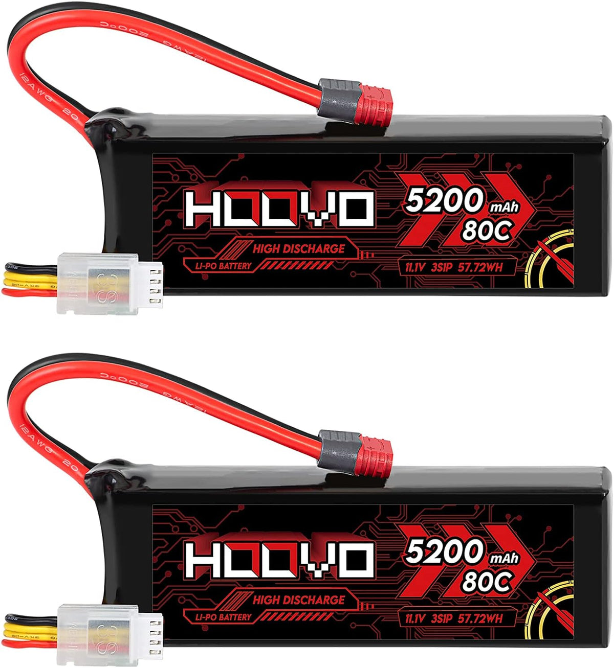 3S 11.1V 80C 5200mAh LiPo Battery with Deans T Plug 2 Packs T7514