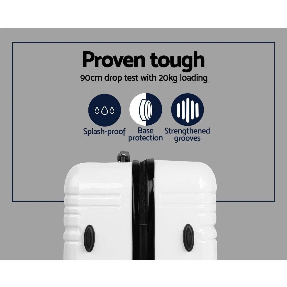 Lightweight Hard Suitcase Luggage Black & White W39566