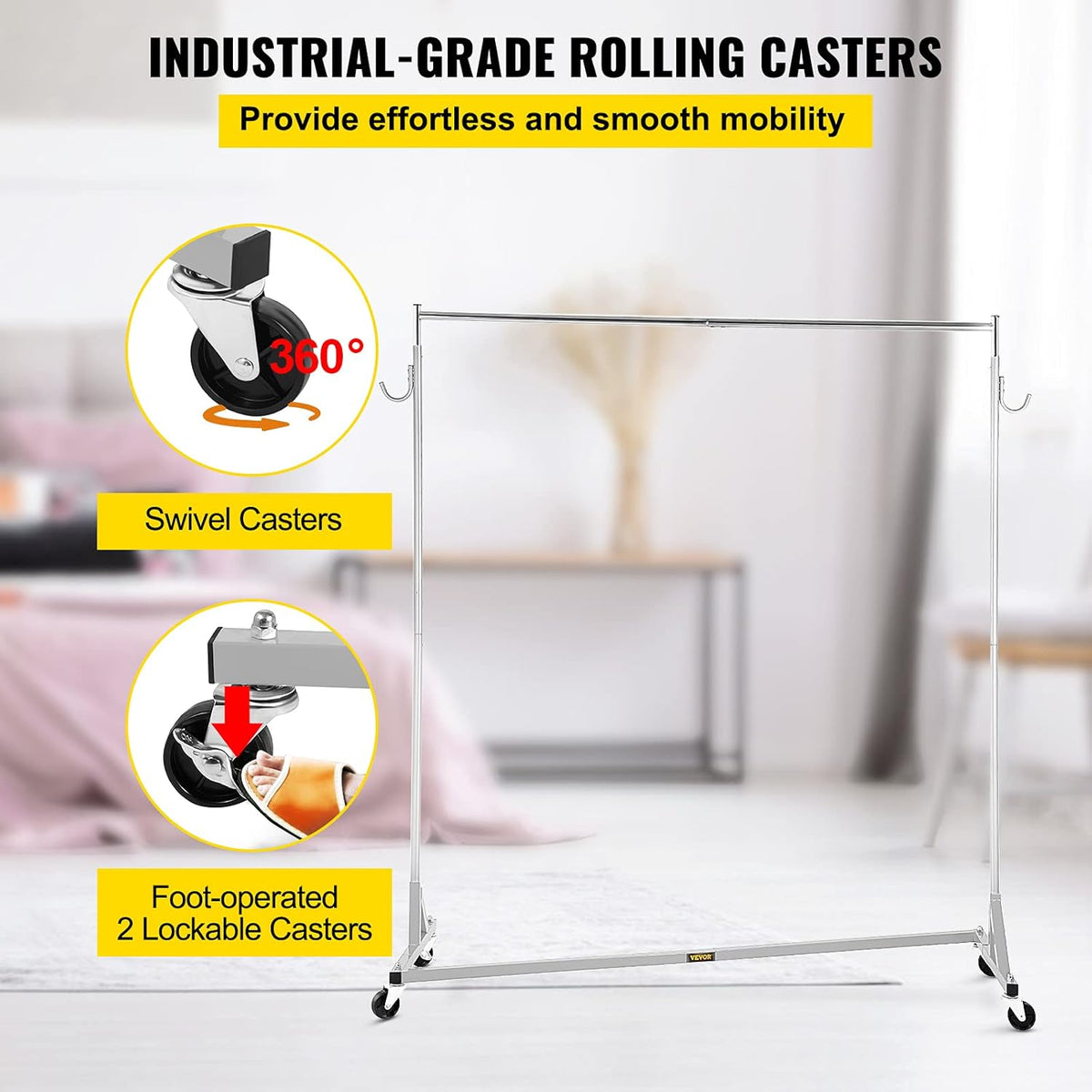 Height Adjustable Rolling Steel Garment Rack N250945