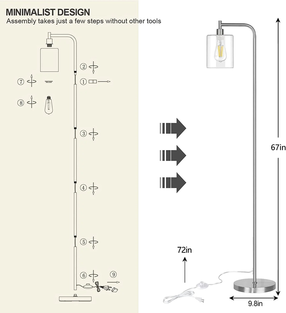 Industrial LED Floor Lamp Black F486