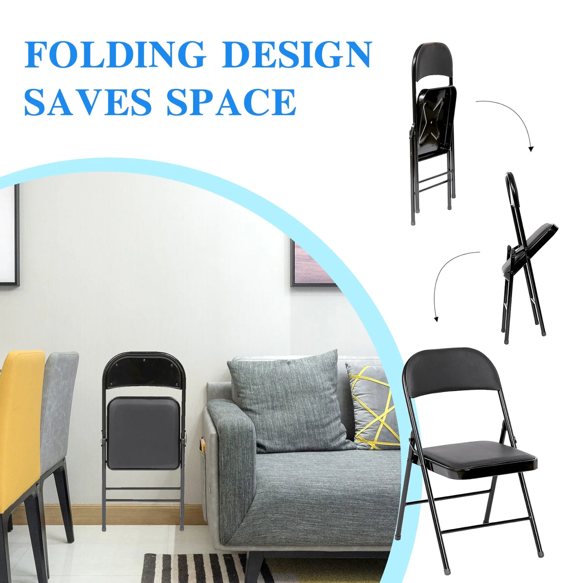 Black 4 Pack Folding Chairs D948