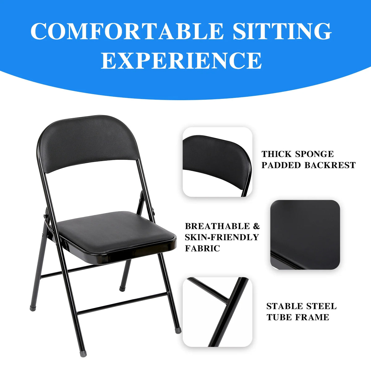 Black 4 Pack Folding Chairs D948