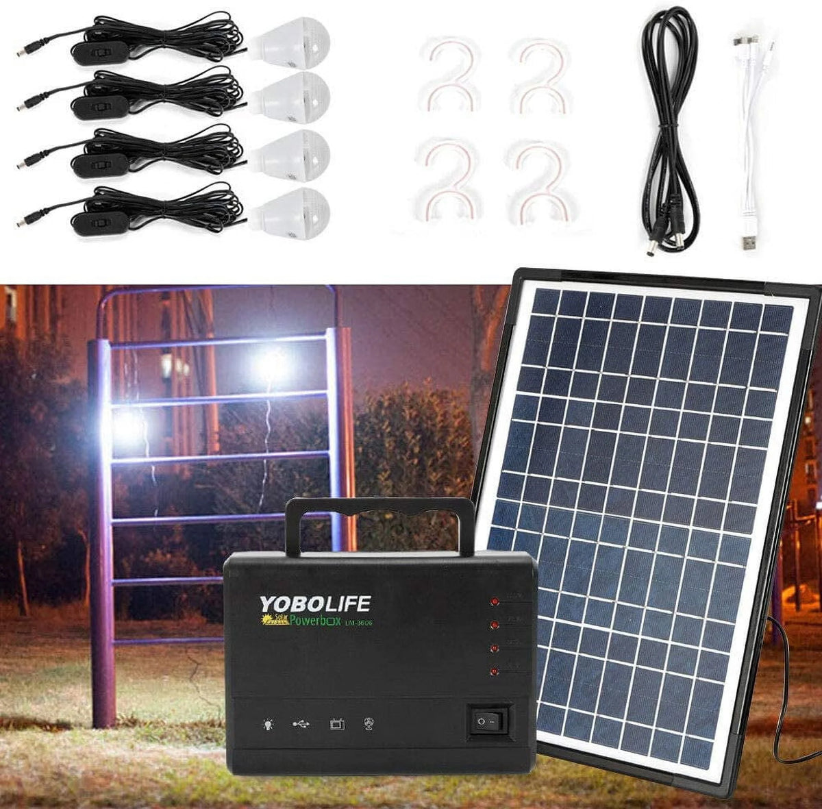 12V 4A Portable Power Station with 4 LED Bulbs S1315