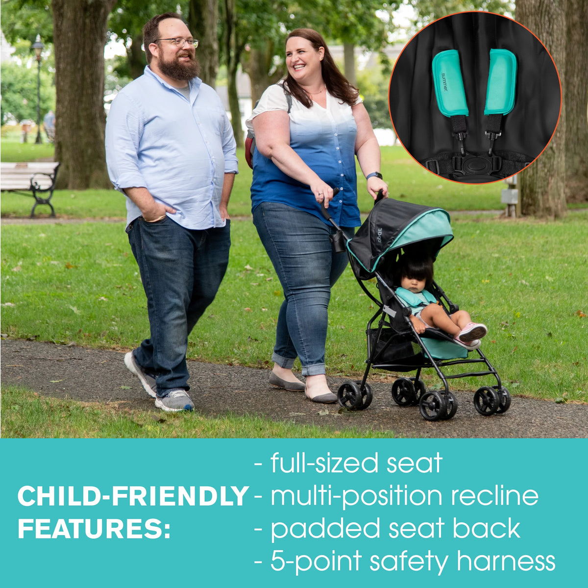Lightweight Compact Fold Stroller, Black P4917