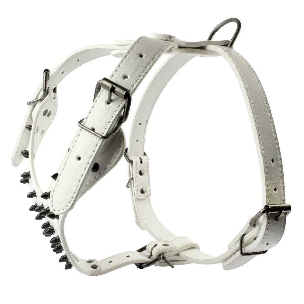 Black Leather Studded 3 Pcs Dog Collar Leash Harness Set K6288