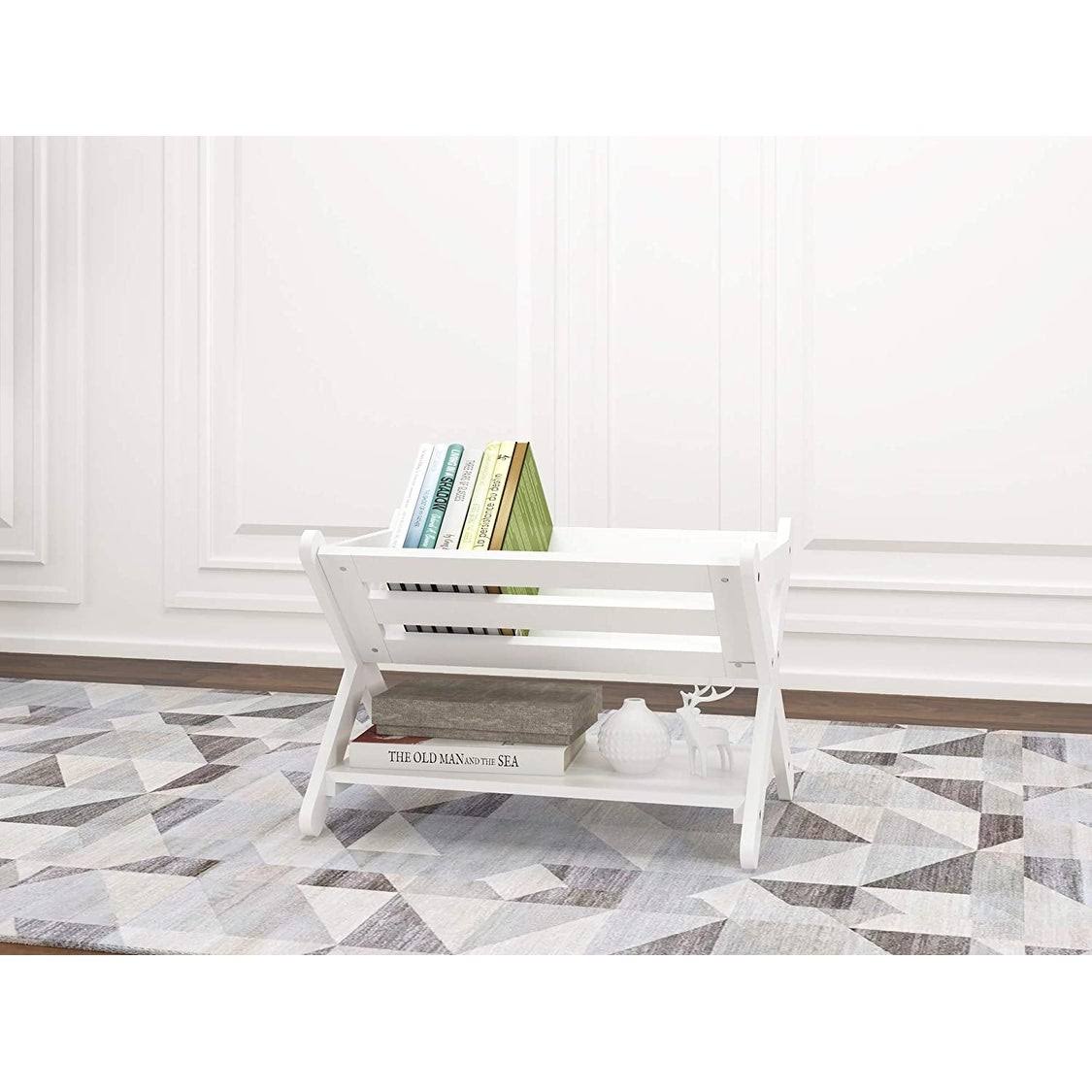 Kids Book Caddy with Shelf, White H27576