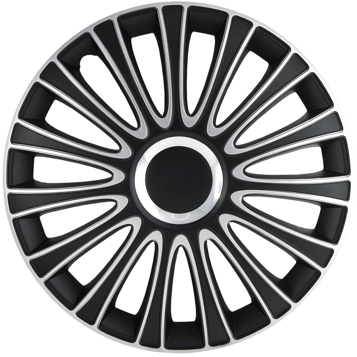 Black-Silver 15-Inches Wheel Cover Kit Pack of 4 L278