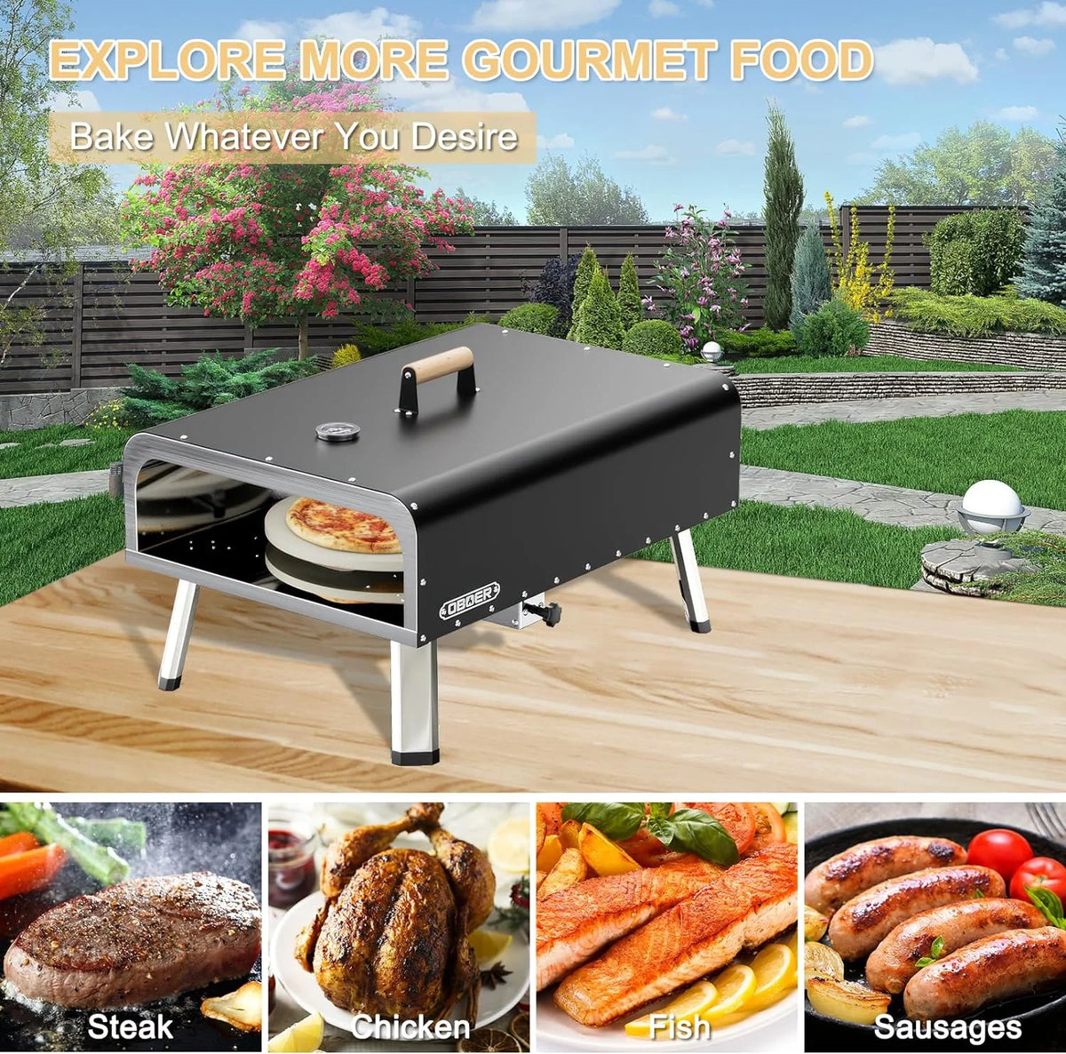 13 Multi-Fuel Rotatable Portable Pizza Oven J3113