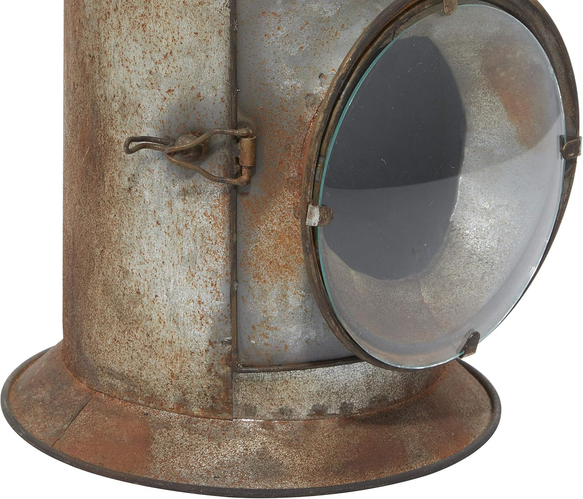 Metal Glass Candle Lantern 8 W 19 H E186097