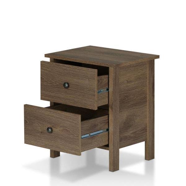 2-Drawer Distressed Walnut Nightstand M9236