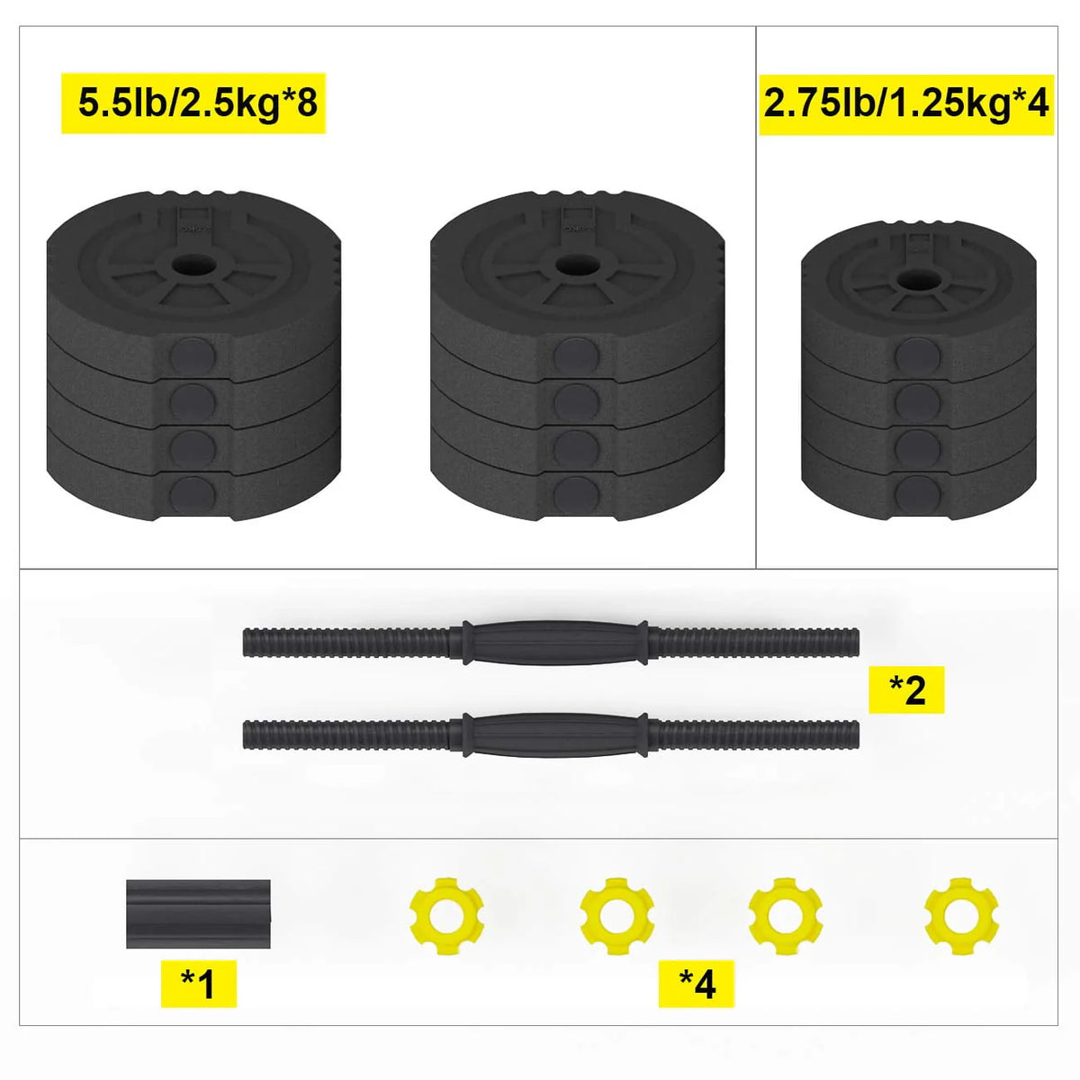 55 lbs Adjustable Dumbbell Weight Set U4952