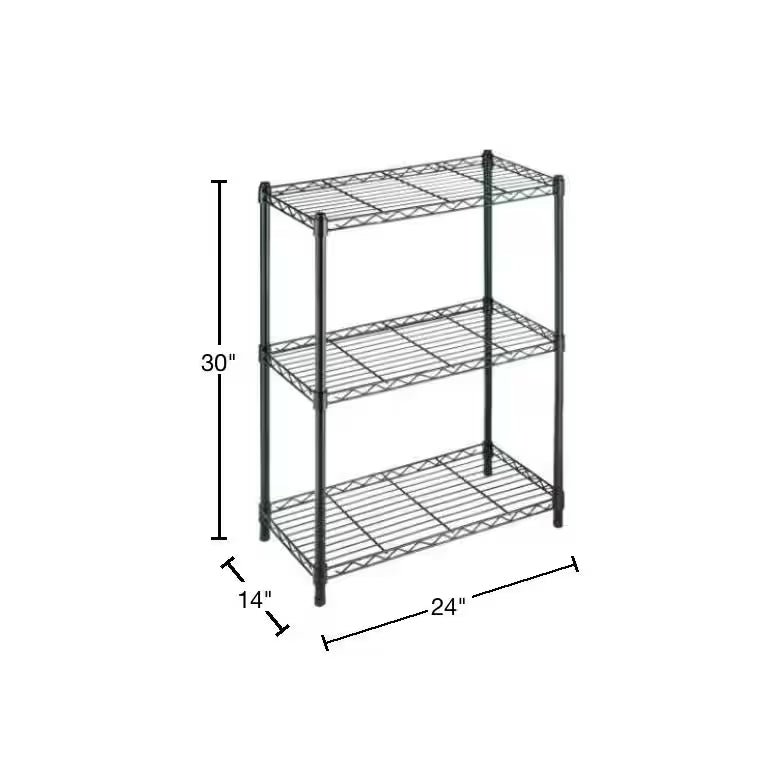 3-Tier Black Steel Wire Shelving Unit L314