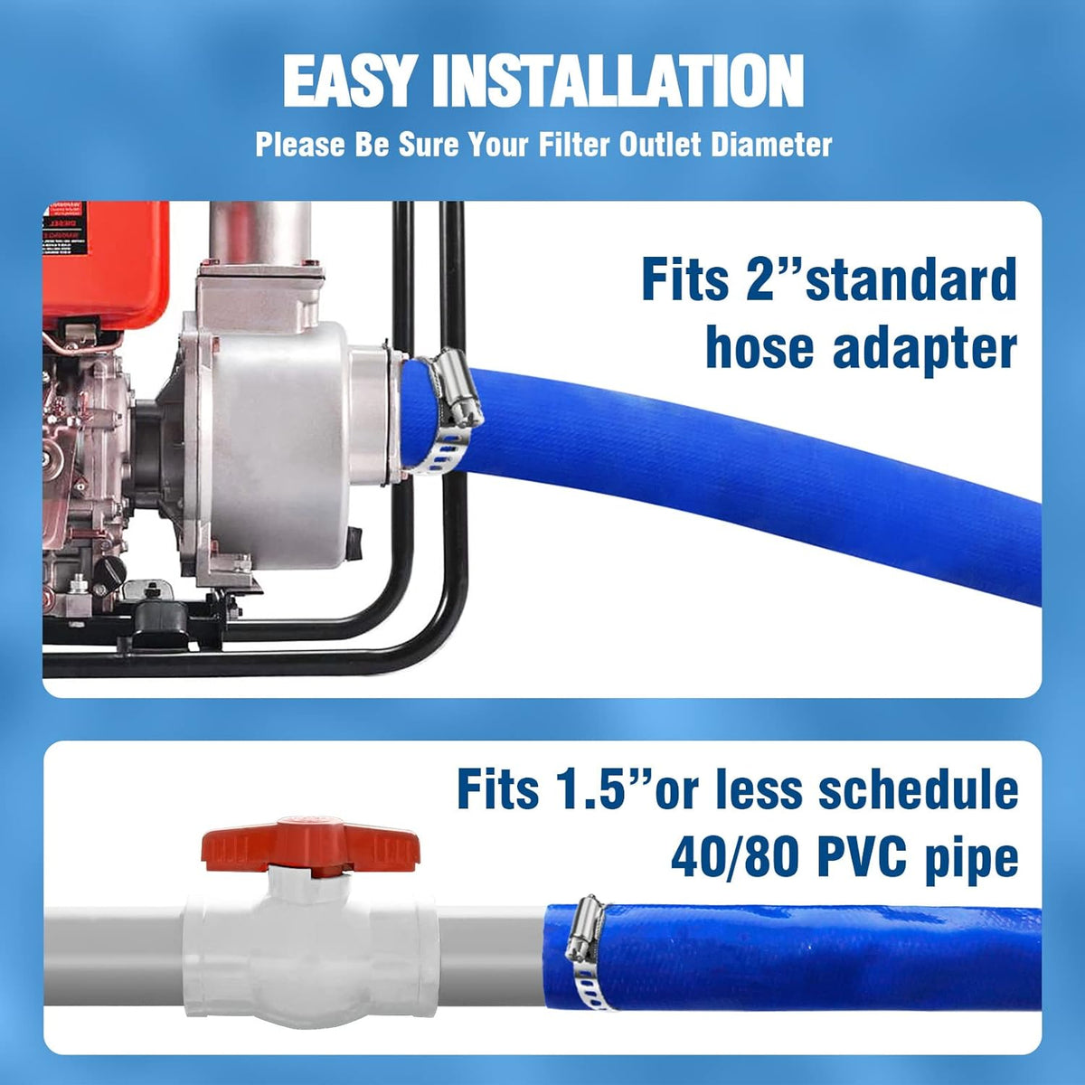 2 Dia x 100 ft Heavy Duty Reinforced Lay Flat Discharge Hose R462592