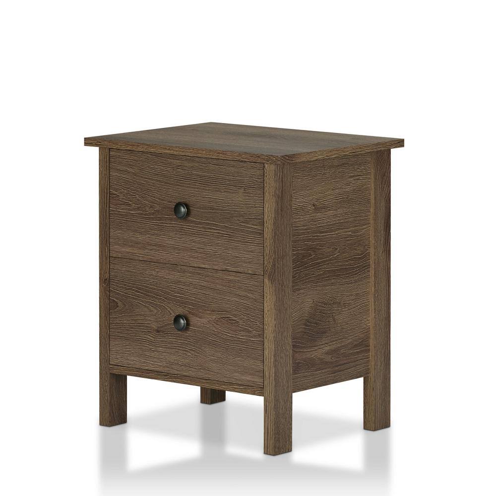 2-Drawer Distressed Walnut Nightstand M9236