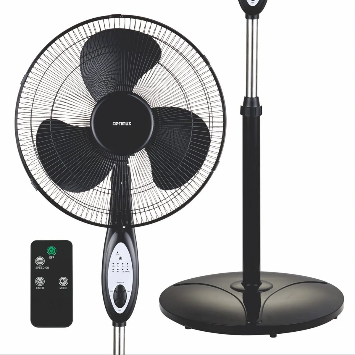 18 Inch Adjustable Height Oscillating Pedestal Fan, Black C7282