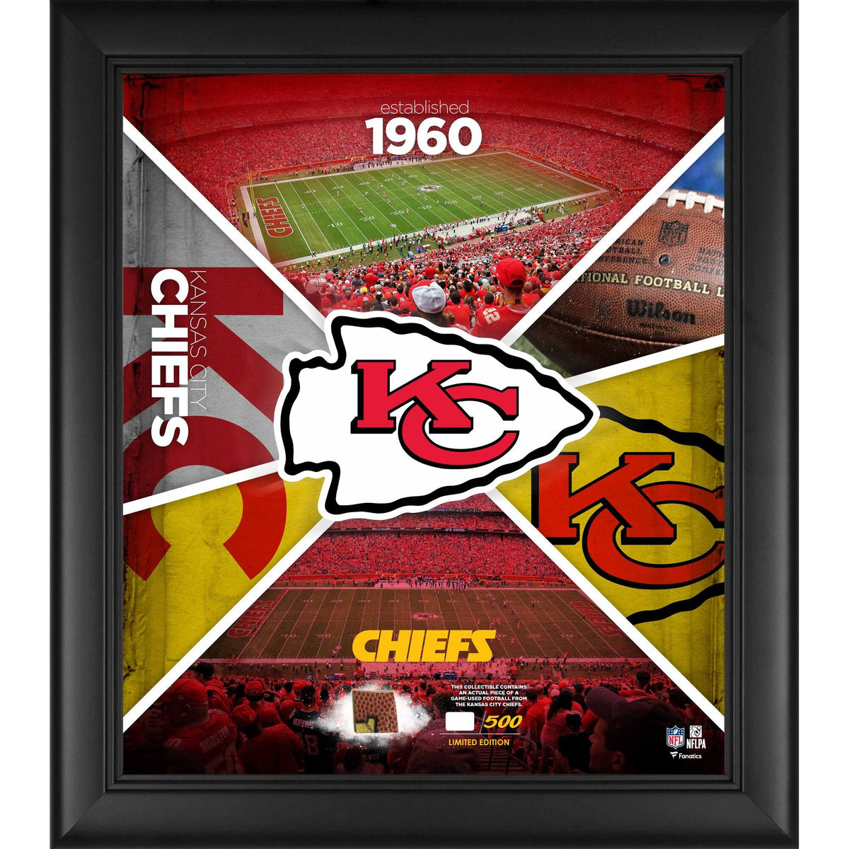 Kansas City Chiefs Framed Collage with Game-Used Football H8653
