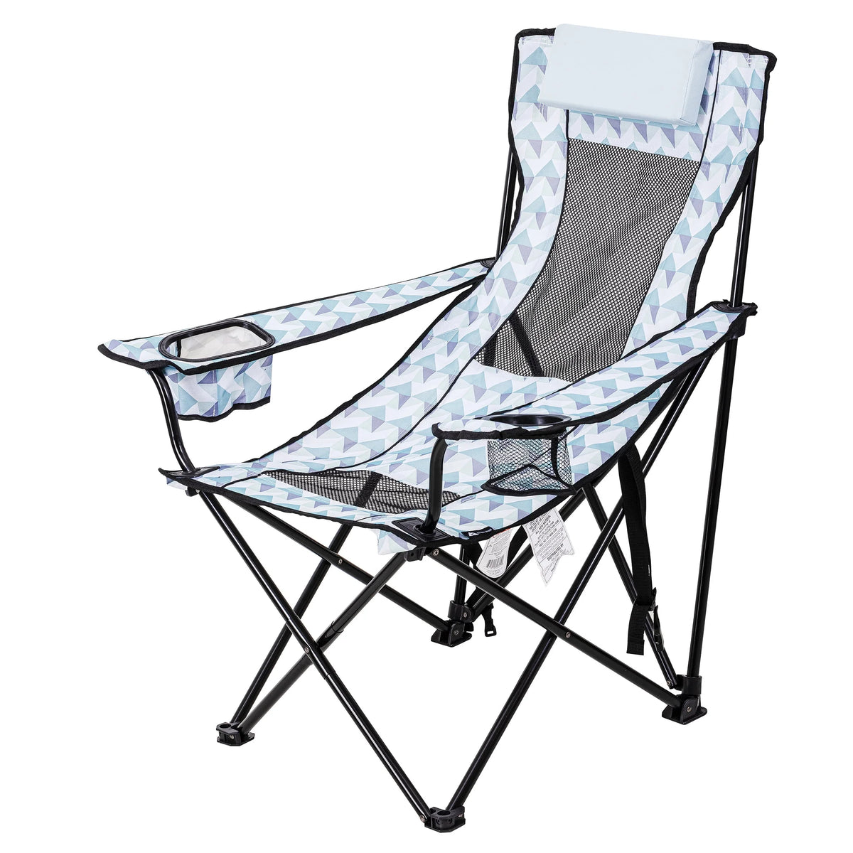 Blue and White Camp Chair with Footrest O41745