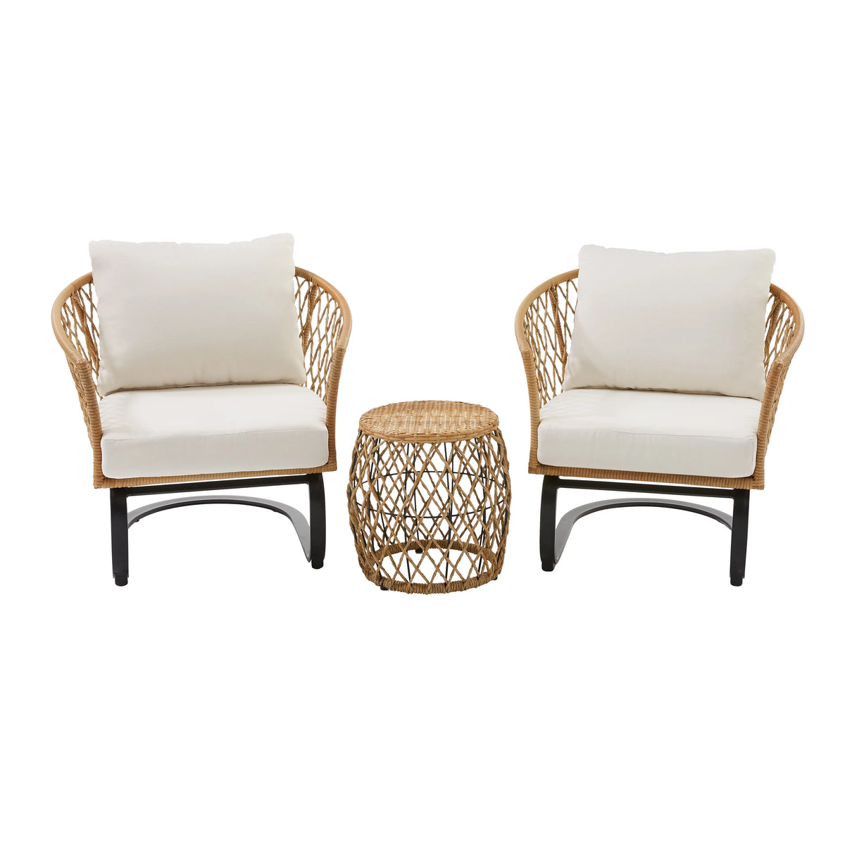 3-Piece White Wicker Outdoor Chat Set M14845