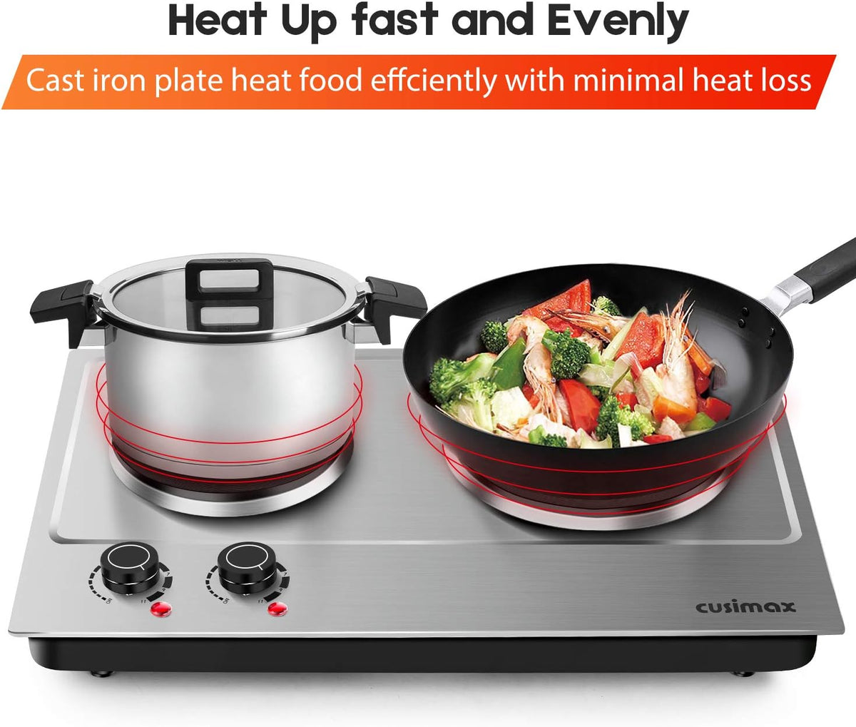 1800W Stainless Steel Double Electric Hot Plate M12034